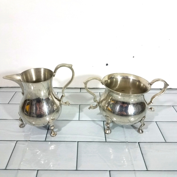 Kirk Steiff Pewter Creamer and Sugar Williamsburg